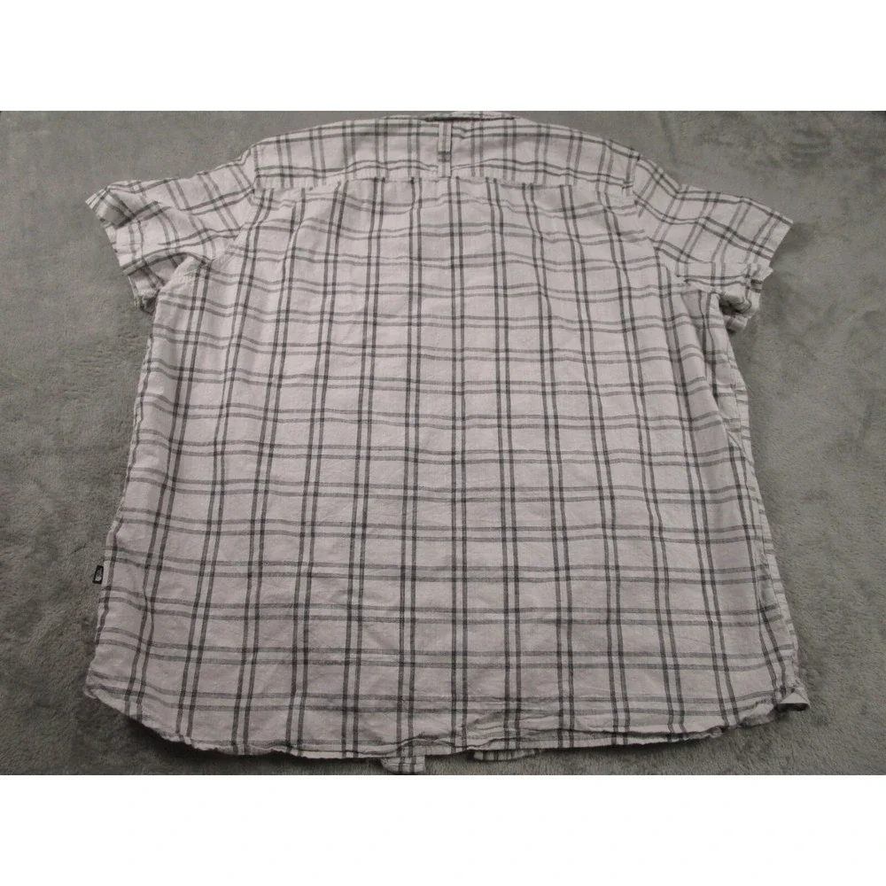 North Face Shirt Mens XXL White‎ Plaid Outdoor Button Up Short Sleeve